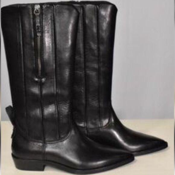 Free People We The Free Allistar Leather Pointed Western Boots- Vintage Black - Picture 6 of 10